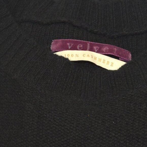 Velvet Black 100% Cashmere Knit Sweater Sequin Detail Sz L Crewneck Luxury Soft - Picture 6 of 9
